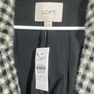 Loft Checked Coat NWT Single Button Lined Soft Cozy Pockets‎ Size XL Black/Cream thumbnail 5