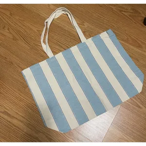 NWOT Sezane Canvas Striped Tote Bag Cotton Bonjour Paris France thumbnail 3
