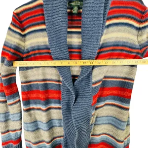 Ralph Lauren Jeans Southwestern Striped Cardigan Sweater Open Front Knit Blue S‎ thumbnail 5