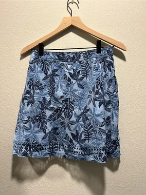 Toad&Co Size Small Blue Botanical Leaf-Print Skort thumbnail 3