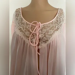 Miss Elaine Pink Sheer Lace Robe thumbnail 10