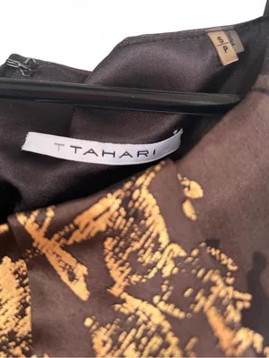 T Tahari Metallic Gold Floral Satin Halter Top - Size S thumbnail 2