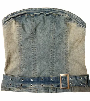 Silence + Noise Small Denim Blue Corset Tank, Mia Buckle Tube Top, Belted thumbnail 1