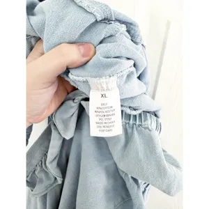 Baltic Born Madison Light Wash Denim Jumpsuit Ruffle Wide Leg Cottagecore XL thumbnail 10