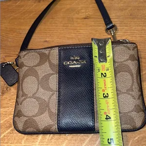 Coach Tan and Black Wristlet with Gold Accents thumbnail 6