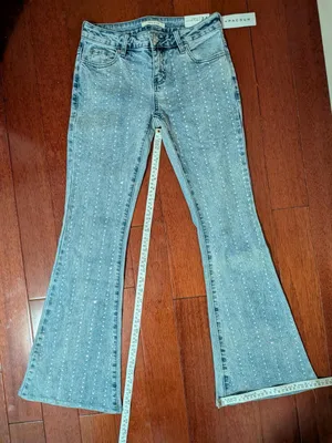 PacSun Light Blue Rhinestone Flare Jeans thumbnail 3