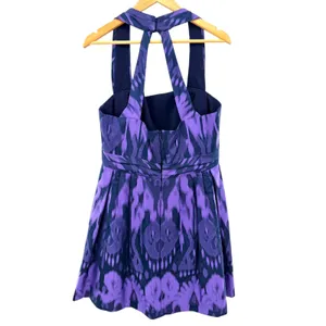 Kay Unger New York Purple Ikat Halter Fit Flare Dress 16‎ Wedding Guest Formal thumbnail 3