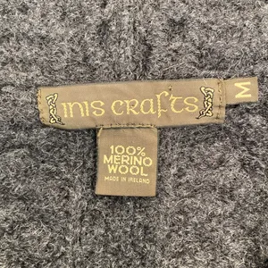 Inis Crafts 100% Merino Wool Zip Up Jacket Hoodie Gray Sz Medium thumbnail 4