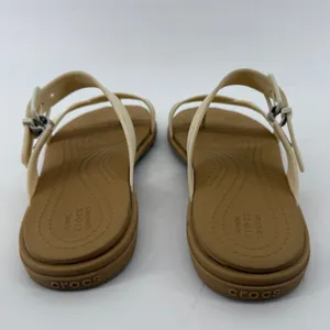 Crocs Tulum Toe Post Toe Sandal White Tan Women 6 Strappy Slip On Flip Flop thumbnail 5