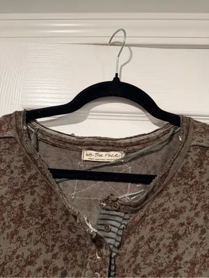 NWOT Free People We The Free Size S Floral Stripe Henley Top Long Sleeve Boho thumbnail 5