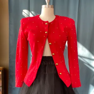 Vintage 80s Gold Studded Red Jacket thumbnail 1
