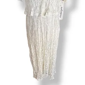 Vintage Nostalgia Lace Maxi Dress‎ Cream Romantic Cottagecore Small Deadstock thumbnail 5