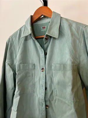 Levi's Tyla Shirt Button Down Collar Blue Surf Green Cotton Lyocell Size Small‎ thumbnail 4