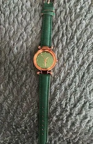 Unisex Green Leather Band Watch with a hint of Sparkle thumbnail 1