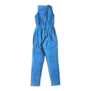 Mimi Chica Womens Blue Cotton Chambray Sleeveless V-Neck Elastic Jumpsuit M thumbnail 8