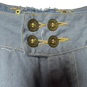 Y2K Linen Cargo Capri Blue Utility Boho Cropped Pants Sz L Button‎ Fly Wide Leg thumbnail 10