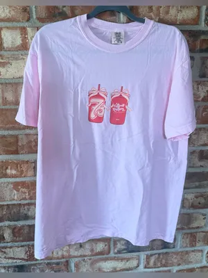 Comfort Colors Pink Short Sleeve Tee with Coffee Cup Graphic thumbnail 1