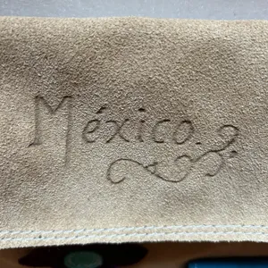 VTG Mexico Handmade Artisan Leather Suede Crossbody Purse Bag Retro Boho Tan thumbnail 3