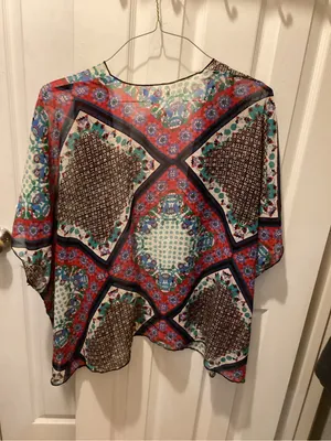 Band of Gypsies Red Multicolor Floral Kimono thumbnail 3