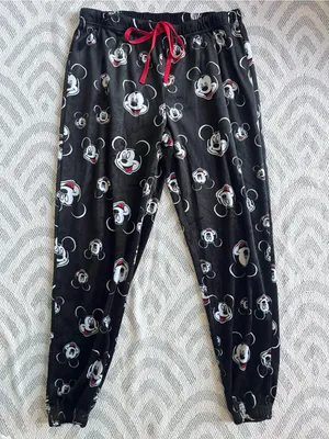 DISNEY Mickey Mouse Women’s Black Sleep Jogger Pants Medium thumbnail 1