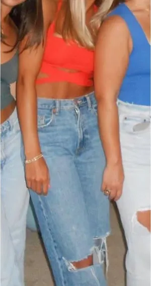 Orange super down crop top thumbnail 1