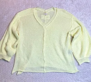 POL Butter Yellow Boho Oversized Loose Knit Sweater Women Size Medium‎ thumbnail 1
