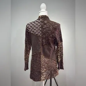 CLEARANCE! Brown Dor Dor Couture Multi Pattern Open Sweater Size M EUC Size M thumbnail 2