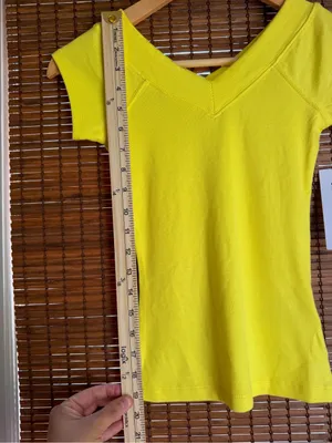 BDG Neon Yellow Ribbed V-Neck Cap Sleeve Top NWT S thumbnail 4