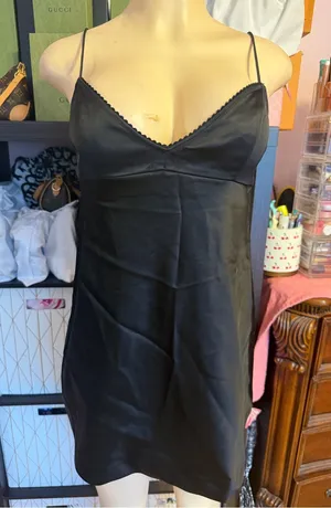 NWT SKIMS Black Satin Slip Dress thumbnail 1