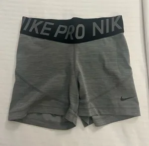 Nike Women's Grey Athletic Bike Shorts with Logo Waistband thumbnail 1