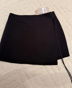 MESHKI Yvette Tie Suiting Mini Skirt Black Size S NWT thumbnail 1