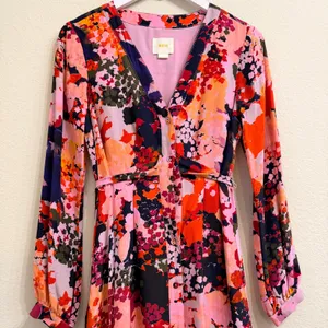 Anthropologie Maeve Printed Silk Wrap‎ Dress Floral Multicolor Women's 4 Spring thumbnail 5