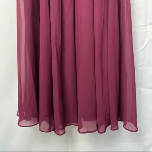Lulu's Burgundy Wine Red‎ V-Neck Chiffon Maxi Dress S thumbnail 5