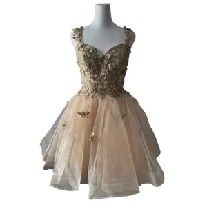 Fiesta Fashion Gold Butterfly Appliqué Sequined Corseted Fit & Flare Party Dress thumbnail 5
