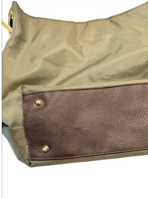 Braciano Olive and Dark Brown Shoulder Bag with Gold Hardware thumbnail 6
