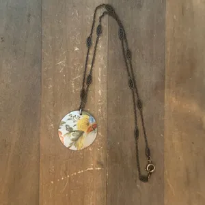 Vintage bronze tone floral pendant necklace thumbnail 2