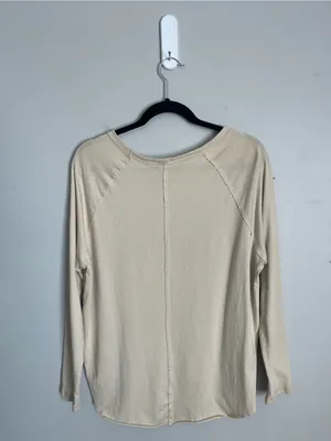 MONO B Beige Scoop Neck Long Sleeve Raglan Top Sz S thumbnail 6