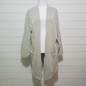 DONNI Anthropologie Sandwash‎ Cardigan OSFM Ribbed Sweater Coat Gray One Size thumbnail 9