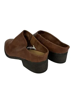 (RC) American Eagle Womens 10 Brown Leather Mule Clogs Slip Block Heel Shoes thumbnail 4
