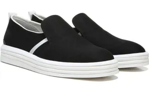 Franco Sarto Sneaker Women’s Size 7.5 Black White Canvas Slip‎ On Style thumbnail 1
