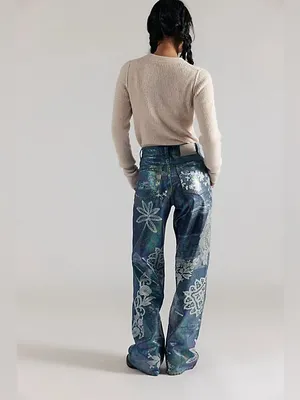 Free People We The Free Tinsley Printed High-Rise Illusions Jeans Sz.27 NWT thumbnail 2