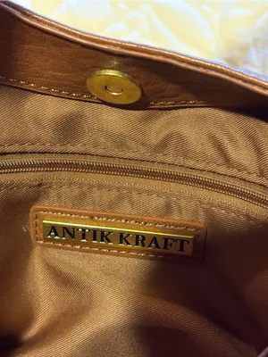 Antik Kraft Cognac Brown Vegan Leather Slouchy Hobo Bag thumbnail 6