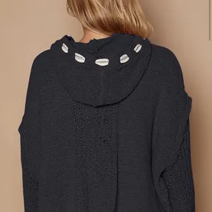 POL Cable Knit Hooded Chenille Sweater L winter boho casual $88 Fp classic fall thumbnail 2
