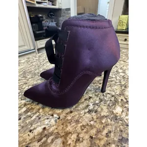 Pedro Garcia Lace Up Purple Satin Heel Bootie Practical Magic Witchy Sexy thumbnail 2