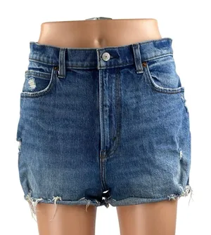 Abercrombie & Fitch The Mom Blue Ultra High Rise Cut Off Denim Jean Shorts Sz 29 thumbnail 1
