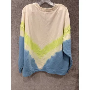Free‎ People Sweatshirt Size L Key Lime Combo Movement Dip Dye Chevron Pullover thumbnail 8