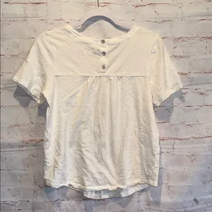 Pilcro Anthropologie Women's White Lace shirt casual button accents Medium thumbnail 4