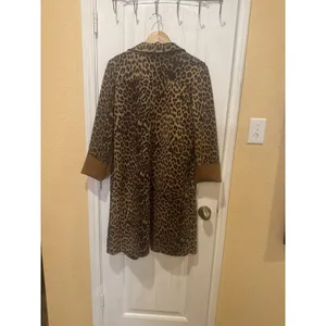 Zara Join Life Leopard Print Faux Leather Overcoat M Open Front Lined Pockets thumbnail 13