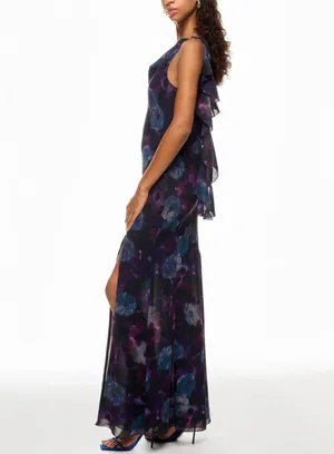 Rotate Purple Chiffon Slip Maxi Dress SIZE 2 Ruffle Formal Party Watercolor $430 thumbnail 2