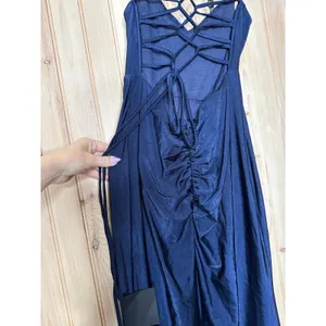 NWT Lulus Cute Definition Navy Slinky Knit Cowl Neck Maxi Dress Holiday Gala M thumbnail 7